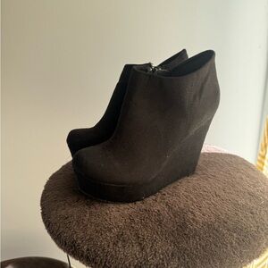 Aldo Black Suede Platform Wedge Booties - Women